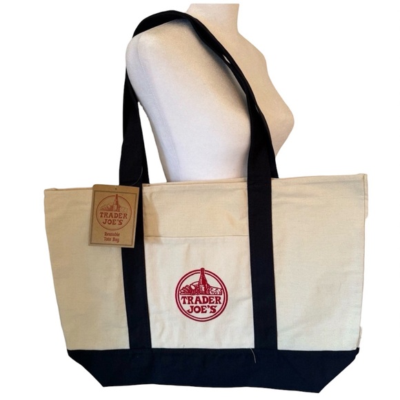 Trader Joe'S Handbags - Trader Joe’s Navy Canvas Tote Bag Reusable Grocery Shopper NWT